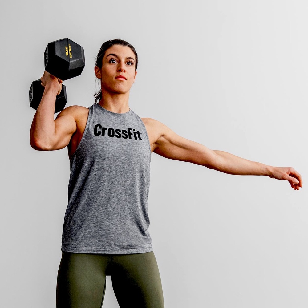 Gray NoBull Crossfit Branded High Neck Tank, Sz Small